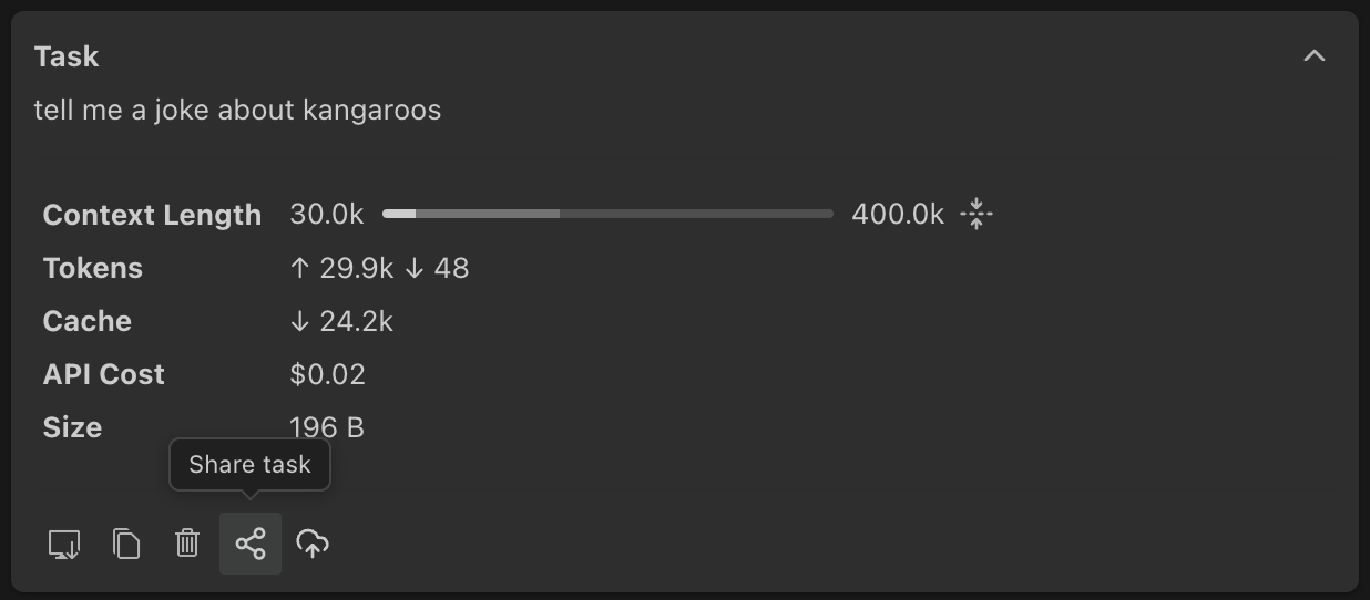 Share icon in the active task header
